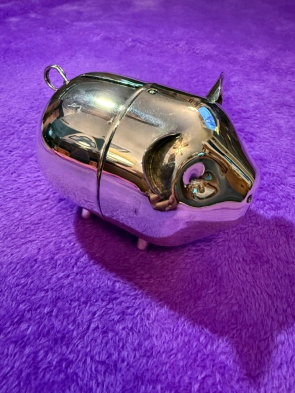 Vintage Lunt Silversmiths Silver-Plated Piggy Bank – Mid-Century Modern MCM Coin